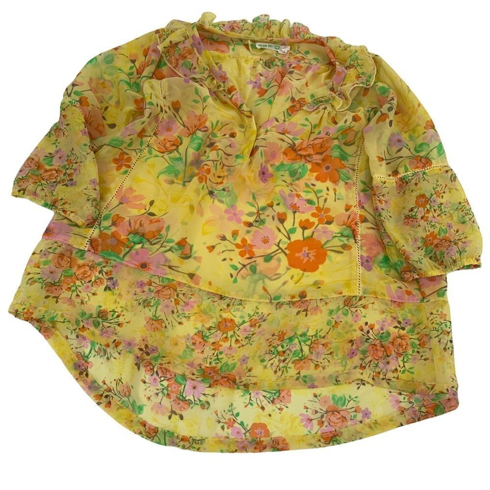 * Dream Out Loud by Selena Gomez Sheer Top Size Medium Yellow Floral